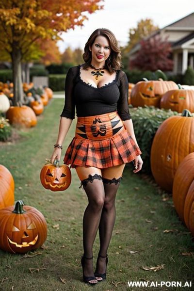 (suburban mom) (scarecrow) (pumpkins) - ai-porn.ai on pornintellect.com