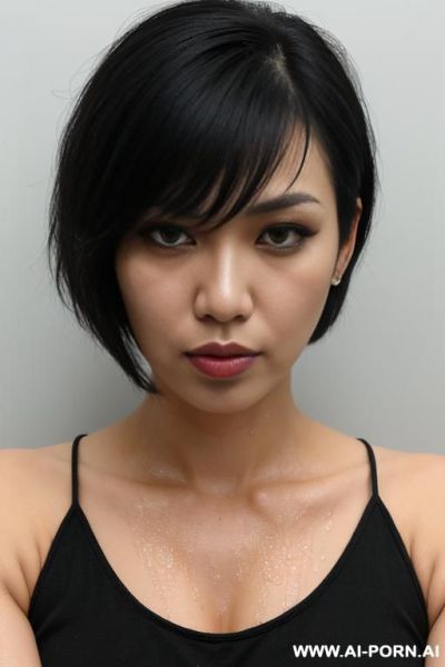 Pretty, 30, wet, hugged, rain, angry, sit, open leg, cry, hate eyes, short hair, open arm, short messy hair, masturbation - ai-porn.ai on pornintellect.com