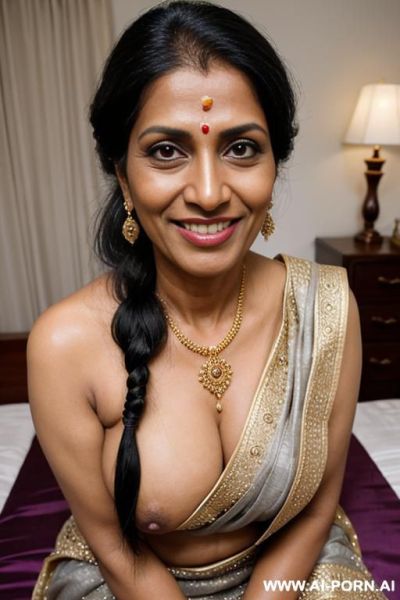 Looking at viewer, perfect smile, indian gilf on her cuckold wedding, super makeup, best day of life, many s, gangbang - ai-porn.ai - India on pornintellect.com