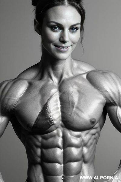 (((color photo with gray background))), (naked), (nude), ((very slender most muscular british fbb woman actress k. knightley only)), ((((nude sinewy slender beautiful pretty smiling british fbb muscle - ai-porn.ai - Britain on pornintellect.com