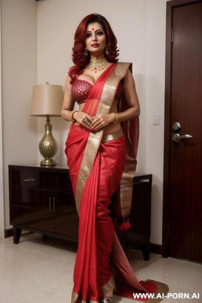 Indian pornstar, wearing a bold sari, photoshoot, - ai-porn.ai - India on pornintellect.com