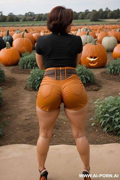 (suburban mom) (tight shorts) (pumpkin patch) (bending down) - ai-porn.ai on pornintellect.com