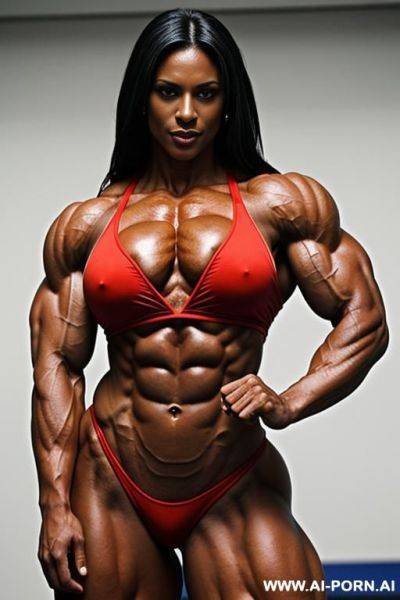 Maje her muscles more like man bodybuilder, double biceps huge - ai-porn.ai on pornintellect.com