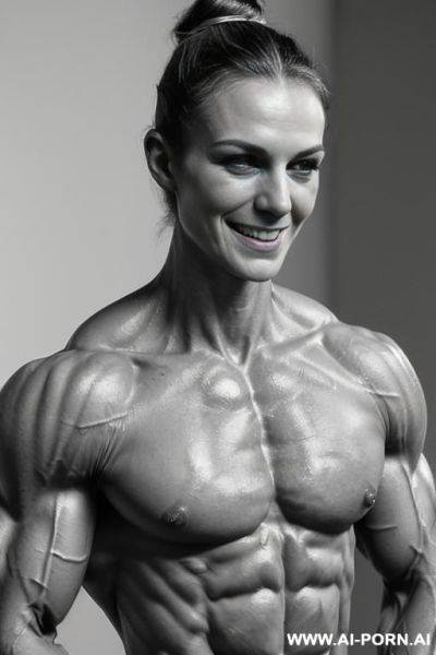 ((color photo with white background)), (naked), (nude), ((very slender most muscular british fbb woman actress k. knightley only)), ((((nude sinewy slender beautiful pretty smiling british fbb muscle - ai-porn.ai - Britain on pornintellect.com