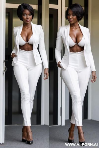 (dark skin american hot tall milf) (tight fit white business suit) (hot abs) (full body shot) (high heels) (huge boobs) (amazing fit body) - ai-porn.ai - Usa on pornintellect.com