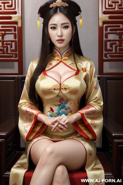 ((empress of china)), ((chinese royal traditional dress)), ((sitting in royal thornes)), ((lewd)) - ai-porn.ai - China on pornintellect.com
