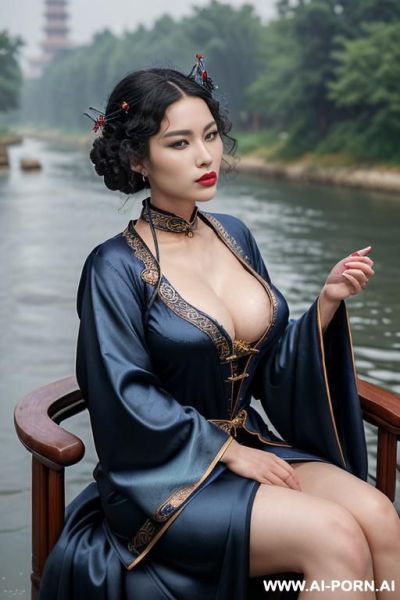 ((empress of china)), ((full traditional robe)), ((river)), ((in river)), ((full lips)), ((ahegao)), - ai-porn.ai on pornintellect.com
