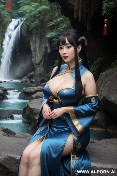 ((empress of china)), ((chinese traditional dress)), ((nature river)), ((waterfall background)), ((full lips)), - ai-porn.ai - China on pornintellect.com