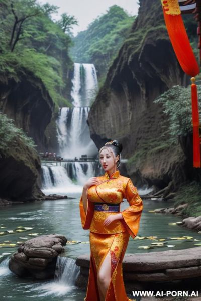 ((empress of china)), ((chinese traditional dress)), ((nature river)), ((waterfall background)), ((full lips)), ((pumpkin)) - ai-porn.ai - China on pornintellect.com