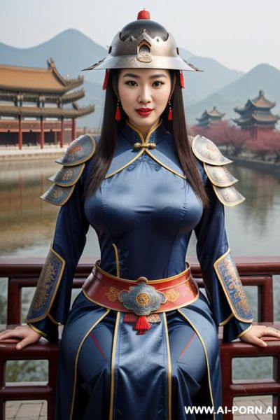 ((chinese armor)), ((chinese medieval)), ((chinese helmet armor)), ((steel)), ((blue)), ((full lips)), ((smart)), ((firm face)), ((chinese palace background)), ((spear)) - ai-porn.ai - China on pornintellect.com