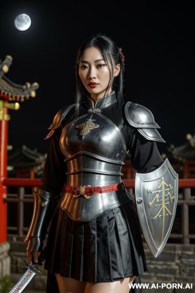 ((chinese armor)), ((chinese medieval)), ((steel)), ((black), ((full lips)), ((smart)), ((chinese town background)), ((full armor)), ((sword and shield)), ((chinese black empire armor)), ((stand)), ((ahegao)), - ai-porn.ai - China on pornintellect.com