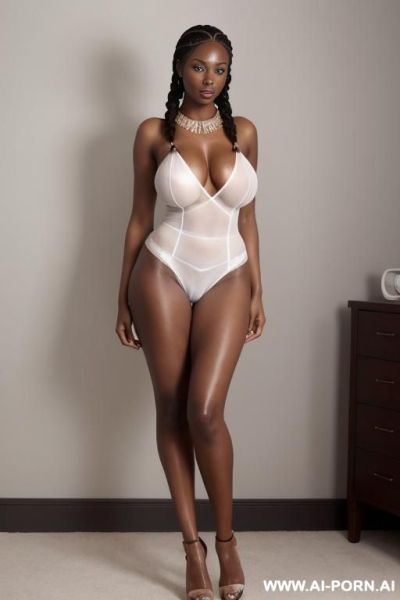 (hot tall woman woman) (huge boobs) (high heels) ( white panties) (topless) (dark skin) (full body shot) (totally naked) - ai-porn.ai on pornintellect.com