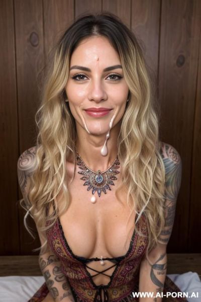 Multiple tattooes, long hair pussy out - ai-porn.ai on pornintellect.com