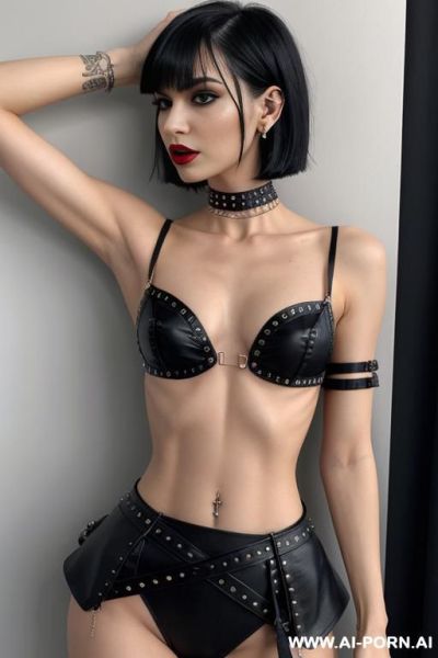 Fit, t h i n waist, fit waist, s m a l l waist, s m a l l waist, t i n y waist, m i n i waist, slender, very wide hips, belly button piercing, ear piercings, lip piercing, - ai-porn.ai on pornintellect.com