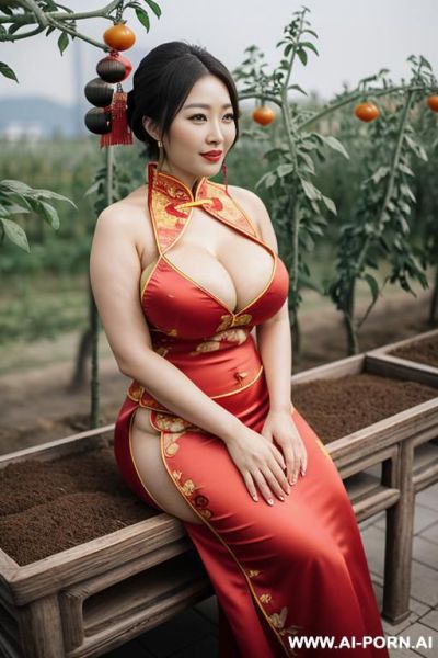 ((chinese woman)), ((chinese traditional dress)), ((tomato)), ((eat tomato)), ((tomato orchard)), ((feed tomato)) - ai-porn.ai - China on pornintellect.com