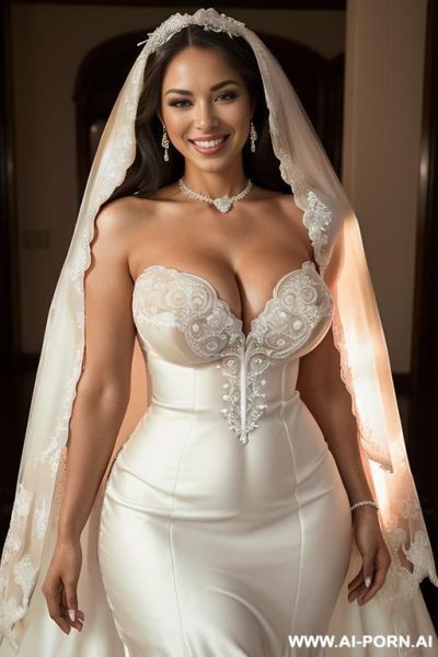 ((topless)), ((beautiful face)), ((natural plump breasts)), ((wide hips)), (even lighting), (perfect smile) - ai-porn.ai on pornintellect.com