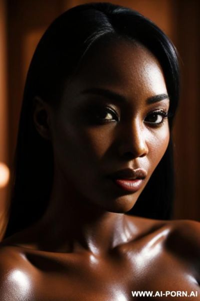 Photorealistic black african asian mixed race goddess, shiny perfect body, evil ritual room, extreme closeup, pov - ai-porn.ai on pornintellect.com