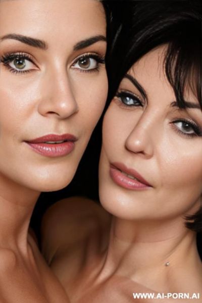 Two short hair topless milfs, ty years old, close up view. - ai-porn.ai on pornintellect.com
