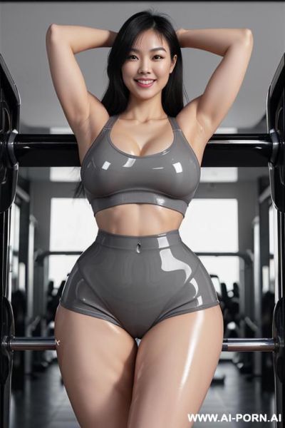 (chinese), (20-years-old), (pear body shape), (glossy body), (normal woman), (black eyes), (black hair), (wavy hair), (((((huge thighs), (massive thighs), (gigantic thighs), (bulging thighs), (thigh - ai-porn.ai - China on pornintellect.com