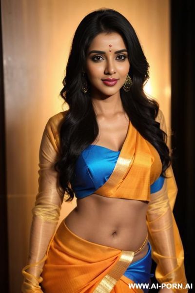 ((pornstar body)), ((pornstar face)), ((pornstar)), ((indian)), (asin), ((colorful fancy crew neck long sleeve sari )), (pornstar lips), (detailed face), (soft slutty smile), (perfect), (natural lighting), ((highly detailed photo)) - ai-porn.ai - India on pornintellect.com