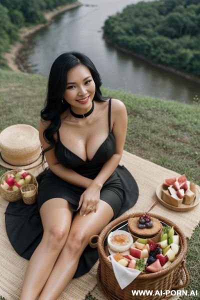 (beautiful filipina woman) (round butt) (long black hair) (dress with cleavage) (black collar) - ai-porn.ai on pornintellect.com