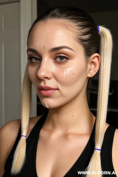(close up) (sour cream dripping on her face) - ai-porn.ai on pornintellect.com