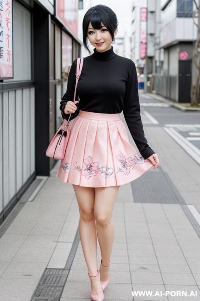 A realistic japanese cartoon character shizuoka, wear a pink skirt dress - ai-porn.ai - Japan on pornintellect.com