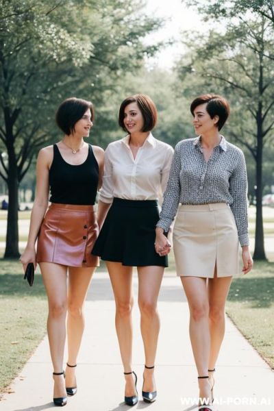 Suburban moms, short hair, holding hands - ai-porn.ai on pornintellect.com