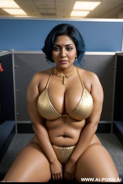 Indian woman, golden color skin, busty, semi nude, curvy, chubby, temple servant, sitting, legs wide open, legs up, cleavage - ai-porn.ai - India on pornintellect.com