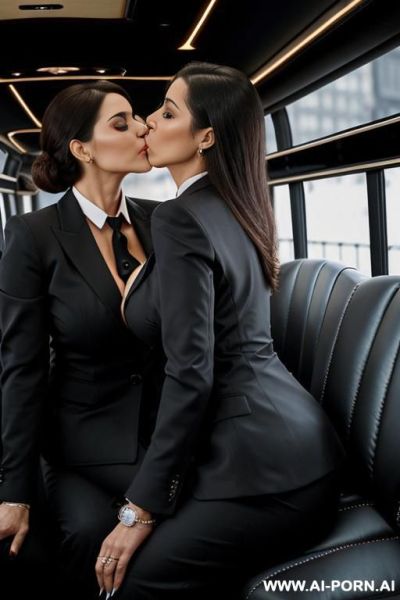 (((((latina milf boss kissing a man in a back of a limo))))) (((((gigantic tits))))) ((makeup)) (((big ass))) ((((((kissing a man)))))) - ai-porn.ai on pornintellect.com