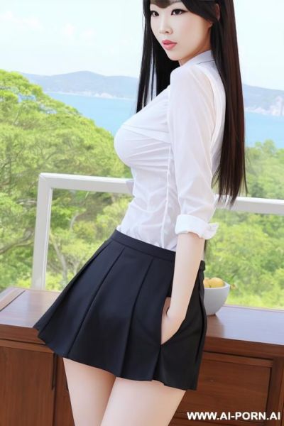 Asian woman in skirt with view of vagina - ai-porn.ai on pornintellect.com