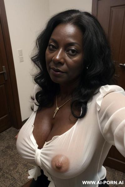 (((keep face))), (((black ethnicity))), ((((extremely dark skin)))), grandmom, mature cougar, gilf, old skin, show hairy pussy, dense black pussy hair, totally naked, grandmom, show naked pussy, show - ai-porn.ai on pornintellect.com
