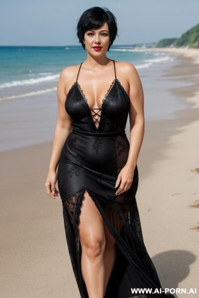 Extremely short black hair, voluptuous lips - ai-porn.ai on pornintellect.com