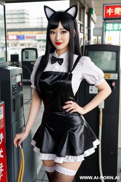 Maid uniform, cat ears, cosplay rem - ai-porn.ai on pornintellect.com