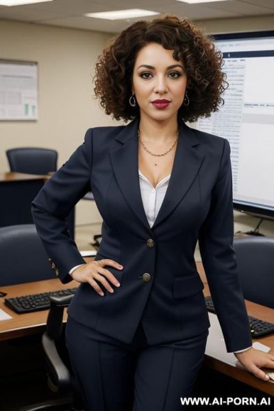 Cute curly haired hispanic woman with brown hair - ai-porn.ai on pornintellect.com