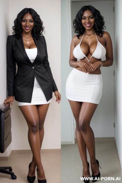 (hot tall black skin mom) (huge boobs) (full body shot) (high heels) (topless) - ai-porn.ai on pornintellect.com