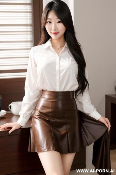 Asian woman with brown pussy, no panties under skirt - ai-porn.ai on pornintellect.com