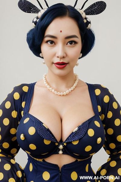Gorgeous round face, pearl necklace, pearl earrings - ai-porn.ai on pornintellect.com