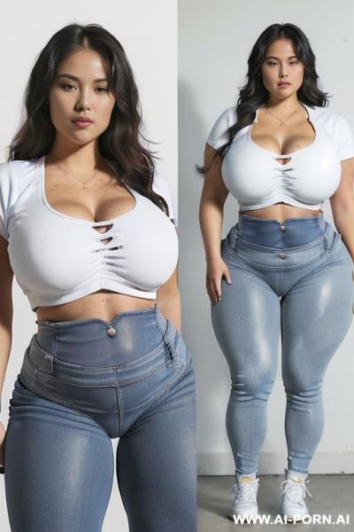 (((sporty woman), (fit woman), ((pear body shape), (thick thighs), (huge thighs), (massive thighs), (gigantic thighs), (huge hips), (massive hips), (gigantic hips))), (standing: hands on hips), (asian), - ai-porn.ai on pornintellect.com