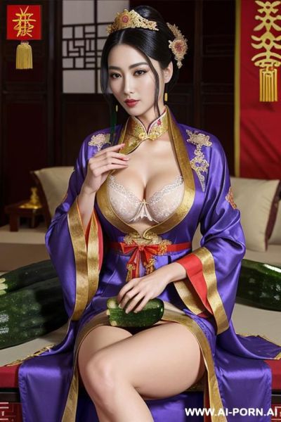 ((empress of china)) ((chinese royal robes and royal lingerie)), ((giant cucumbers)), ((look cucumbers)) - ai-porn.ai - China on pornintellect.com