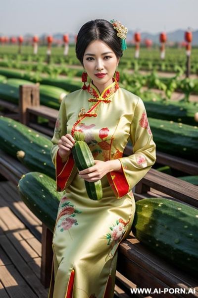 ((chinese traditional dress)), ((chinese grandma)), ((cucumber orchards)) - ai-porn.ai - China on pornintellect.com