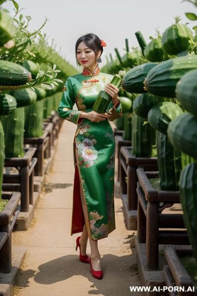 ((chinese traditional dress)), ((chinese grandma)), ((cucumber orchards)), ((cum cucumber)) - ai-porn.ai - China on pornintellect.com