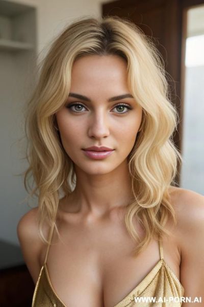 Golden jumpsuit, topless. - ai-porn.ai on pornintellect.com