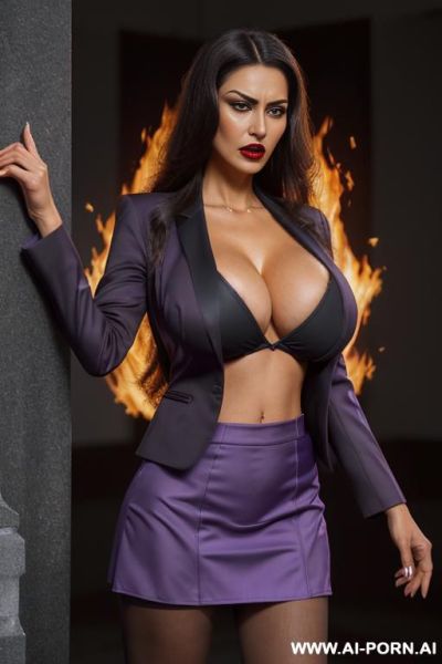 (((((extremely big boobs)))), (ultra deep tanned skin), ((fit))), (((((business dress))))), (extremely beautiful make-up), red lip gloss, seductive, extremely slutty, very wicked, ((((ultra realistic)))), (((extremely long hair))), older woman. - ai-porn.ai on pornintellect.com