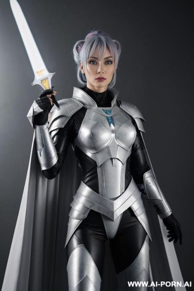 Space aegis woman, sinewy athletic body, ((topless)), (nude boobs), (sharp round nipples), (((white-gray skin))), (elegant sharp boobs), dominant woman, proud body pose, (elegant shape), front view, (eye - ai-porn.ai on pornintellect.com