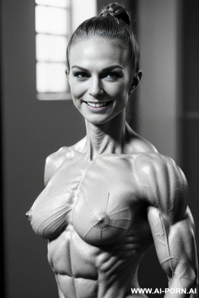 (((nude color photo))), (((naked))), (((nude))), (((nude very slender most muscular finnish white ifbb pro woman only))), ((((nude sinewy slender beautiful pretty smiling white ifbb muscle woman with - ai-porn.ai - Finland on pornintellect.com