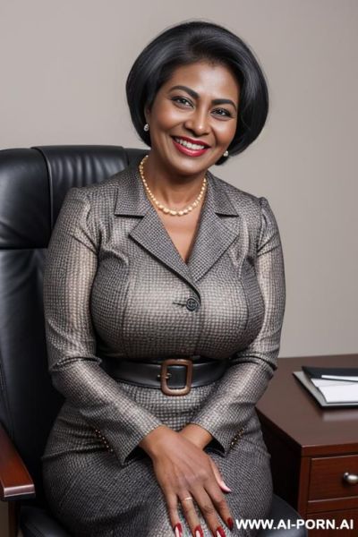 Busty perky dark black skin big eyes thick lips, corrupt office lady, - ai-porn.ai on pornintellect.com