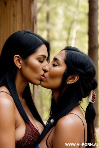 A native american woman kissing another native american woman - ai-porn.ai - Usa on pornintellect.com