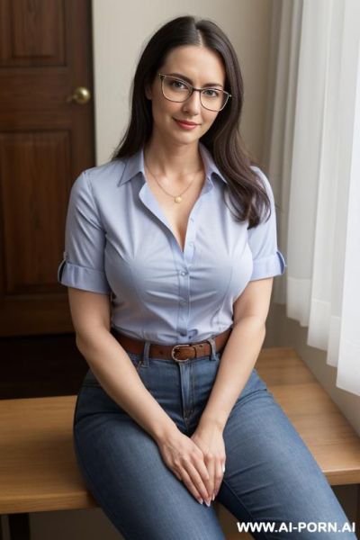 Wearing glasses. big thighs. - ai-porn.ai on pornintellect.com