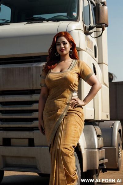 Asian voluptuous, curvy, white saree elry - ai-porn.ai on pornintellect.com